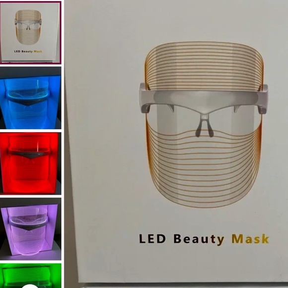 LED Facial Mask Clear + Multi-Colors Skincare Light DO Anywhere CORDLESS RECHARG